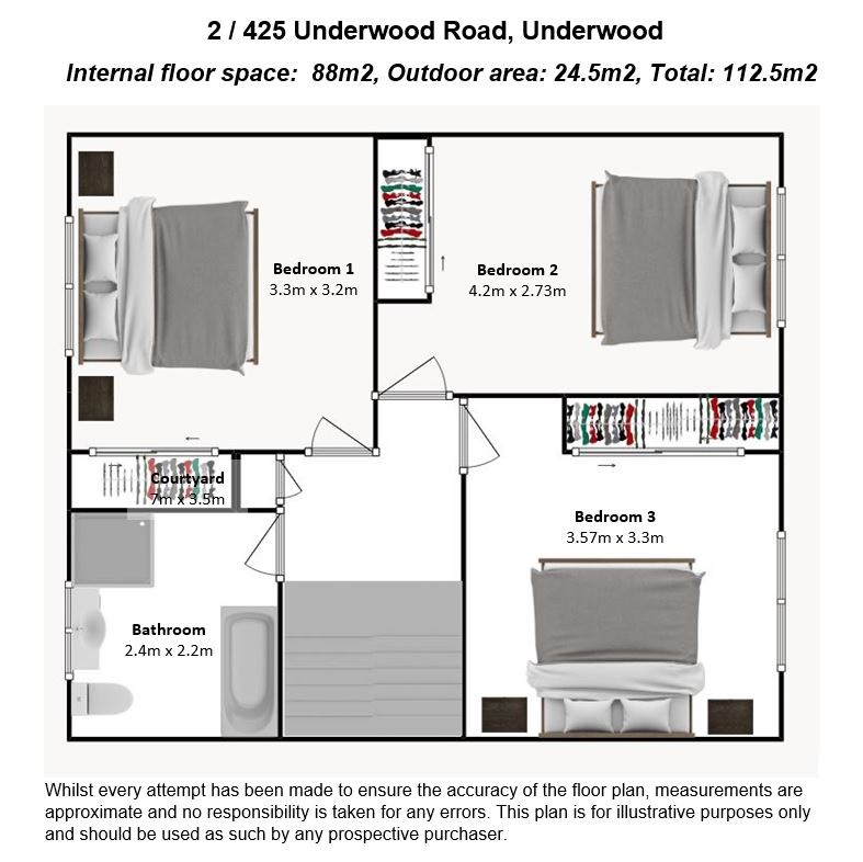 Upstairs plan with measurements